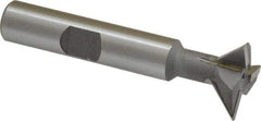 Made in USA - 3/4" Diam x 1/4" Width of Cut, 45° Included Angle, Carbide-Tipped Dovetail Cutter - 3/8" Shank Diam, 2-1/4" Overall Length, 0.02" Corner Radius, Weldon Flat, Uncoated - USA Tool & Supply