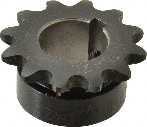 Browning - 12 Teeth, 3/8" Chain Pitch, Chain Size 35, Finished Bore Sprocket - 3/4" Bore Diam, 1.449" Pitch Diam, 1.63" Outside Diam - USA Tool & Supply