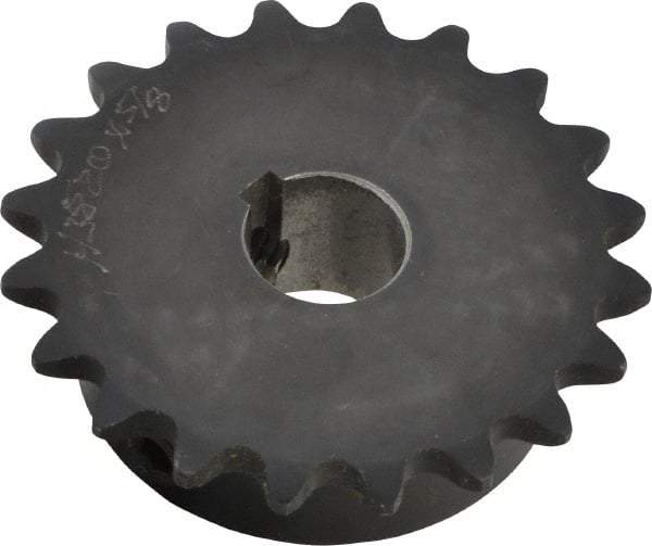 Browning - 20 Teeth, 3/8" Chain Pitch, Chain Size 35, Finished Bore Sprocket - 5/8" Bore Diam, 2.397" Pitch Diam, 2.59" Outside Diam - USA Tool & Supply