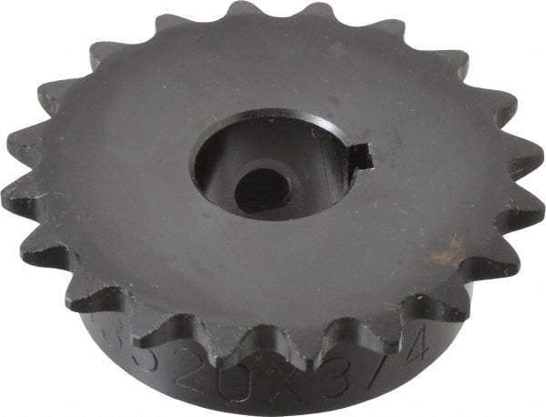 Browning - 20 Teeth, 3/8" Chain Pitch, Chain Size 35, Finished Bore Sprocket - 3/4" Bore Diam, 2.397" Pitch Diam, 2.59" Outside Diam - USA Tool & Supply