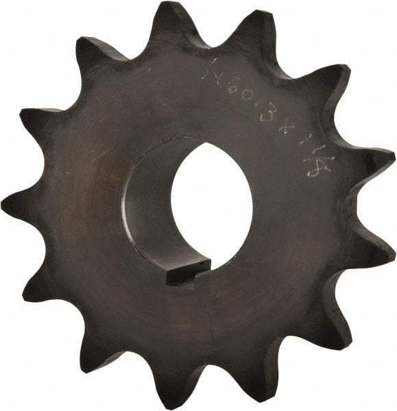 Browning - 13 Teeth, 3/4" Chain Pitch, Chain Size 60, Finished Bore Sprocket - 1-1/8" Bore Diam, 3.134" Pitch Diam, 3.45" Outside Diam - USA Tool & Supply