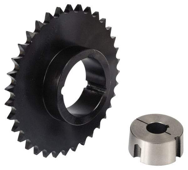 Browning - 24 Teeth, 1" Chain Pitch, Chain Size 80, TB Bushed Sprocket - 7.661" Pitch Diam, 8.2" Outside Diam - USA Tool & Supply