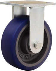 Hamilton - 6" Diam x 2" Wide x 7-1/2" OAH Top Plate Mount Rigid Caster - Polyurethane Mold onto Cast Iron Center, 900 Lb Capacity, Sealed Precision Ball Bearing, 4 x 4-1/2" Plate - USA Tool & Supply