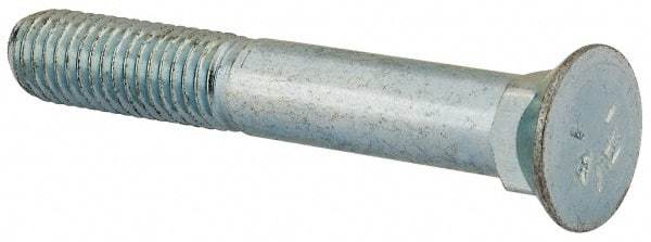 Value Collection - 1/2-13 UNC, 3-1/2" OAL, Steel Plow Bolt - Zinc-Plated Finish, Grade 5 - USA Tool & Supply