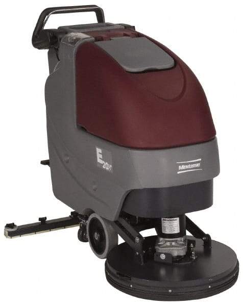 Minuteman - 20" Cleaning Width, Battery Powered Floor Scrubber - 0.75 (Brush) & 0.75 (Vacuum) hp, 180 RPM, 45" Water Lift, 12 Gal Tank Capacity, Series E20 - USA Tool & Supply