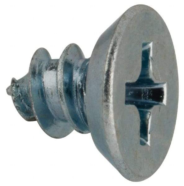 Value Collection - #8 Flat Head Phillips Sheet Metal Screw - Steel, 1/4" OAL, AISI 1016, ASME B18.6.3, ASME B18.6.4 & SAE J933, Grade 1016-1024 - USA Tool & Supply