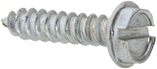 Value Collection - #4 Hex Washer Head Slotted Sheet Metal Screw - Steel, 1/2" Length Under Head, AISI 1016, ASME B18.6.3, ASME B18.6.4 & SAE J933, Grade 1016-1024 - USA Tool & Supply
