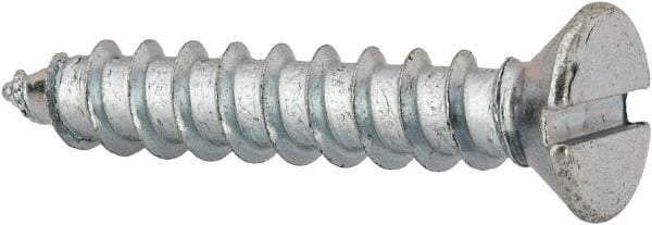 Value Collection - #12 Flat Head Slotted Sheet Metal Screw - Steel, 1-1/4" OAL, AISI 1016, ASME B18.6.3, ASME B18.6.4 & SAE J933, Grade 1016-1024 - USA Tool & Supply