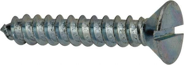 Value Collection - #14 Flat Head Slotted Sheet Metal Screw - Steel, 1-1/2" OAL, AISI 1016, ASME B18.6.3, ASME B18.6.4 & SAE J933, Grade 1016-1024 - USA Tool & Supply