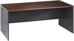 Hon - Steel-Reinforced High-Pressure Laminate/Metal Desk Shell - 72" Wide x 36" Deep x 29" High, Mahogany/Charcoal - USA Tool & Supply