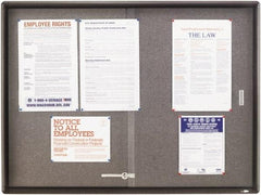 Quartet - 48" Wide x 36" High Open Cork Bulletin Board - Fabric, Gray - USA Tool & Supply