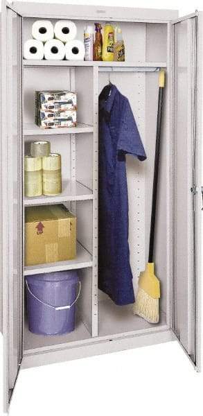 Sandusky Lee - 5 Shelf Combination Storage Cabinet - Steel, 36" Wide x 18" Deep x 72" High, Gray - USA Tool & Supply