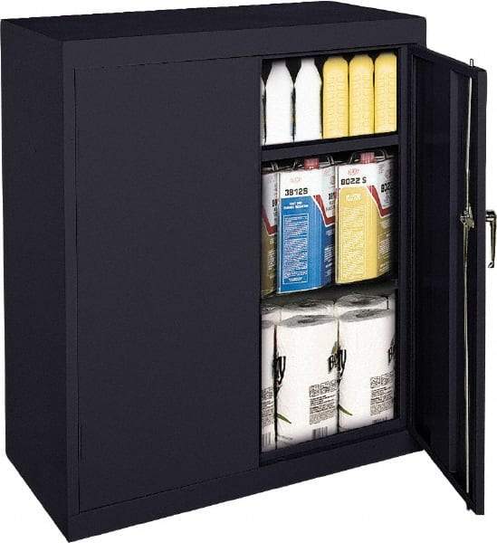 Sandusky Lee - 3 Shelf Locking Storage Cabinet - Steel, 36" Wide x 18" Deep x 42" High, Black - USA Tool & Supply