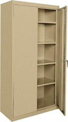 Sandusky Lee - 5 Shelf Locking Storage Cabinet - Steel, 36" Wide x 18" Deep x 72" High, Tan - USA Tool & Supply