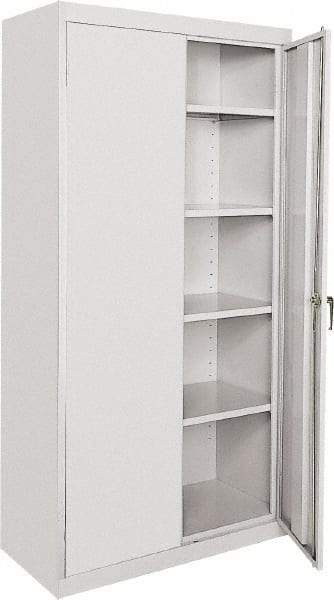 Sandusky Lee - 5 Shelf Locking Storage Cabinet - Steel, 36" Wide x 18" Deep x 72" High, Gray - USA Tool & Supply