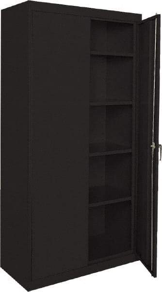 Sandusky Lee - 5 Shelf Locking Storage Cabinet - Steel, 36" Wide x 18" Deep x 72" High, Black - USA Tool & Supply