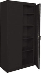 Sandusky Lee - 5 Shelf Locking Storage Cabinet - Steel, 36" Wide x 18" Deep x 72" High, Black - USA Tool & Supply