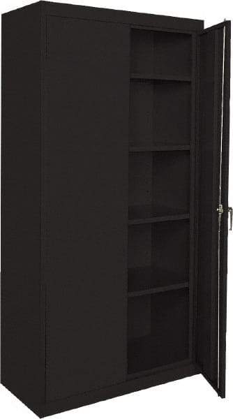 Sandusky Lee - 5 Shelf Locking Storage Cabinet - Steel, 36" Wide x 24" Deep x 72" High, Black - USA Tool & Supply