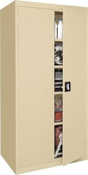 Sandusky Lee - 5 Shelf Locking Storage Cabinet - Steel, 36" Wide x 18" Deep x 72" High, Tan - USA Tool & Supply