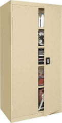 Sandusky Lee - 5 Shelf Locking Storage Cabinet - Steel, 36" Wide x 18" Deep x 72" High, Tan - USA Tool & Supply