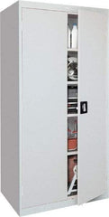 Sandusky Lee - 5 Shelf Locking Storage Cabinet - Steel, 36" Wide x 18" Deep x 72" High, Gray - USA Tool & Supply