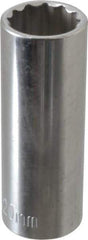 Paramount - 1/2" Drive, Deep Hand Socket - 12 Points, 3-3/32" OAL, Steel, Chrome Finish - USA Tool & Supply