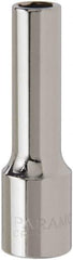 Paramount - 1/2" Drive, Deep Hand Socket - 6 Points, 3-3/32" OAL, Steel, Chrome Finish - USA Tool & Supply