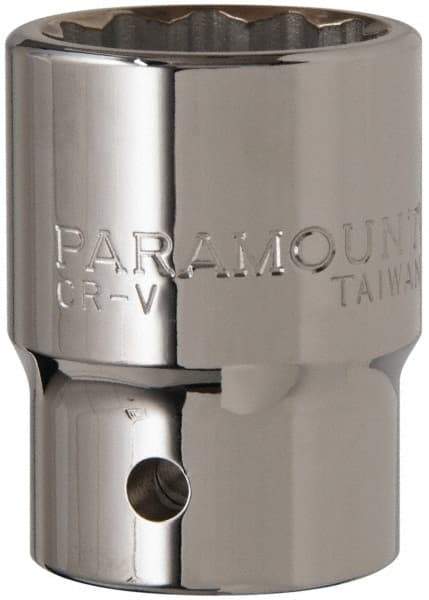 Paramount - 1-1/8", 3/4" Drive, Standard Hand Socket - 12 Points, 2-13/64" OAL - USA Tool & Supply