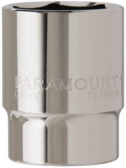 Paramount - 1-1/16", 1/2" Drive, Standard Hand Socket - 6 Points, 1-1/2" OAL, Steel, Chrome Finish - USA Tool & Supply