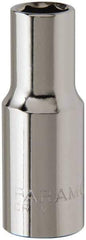 Paramount - 3/8" Drive, Deep Hand Socket - 6 Points, 1-15/16" OAL, Steel, Chrome Finish - USA Tool & Supply