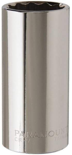 Paramount - 7/8", 3/8" Drive, Deep Hand Socket - 12 Points, 2-1/2" OAL, Steel, Chrome Finish - USA Tool & Supply