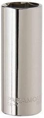 Paramount - 11/16", 3/8" Drive, Deep Hand Socket - 6 Points, 2-1/2" OAL, Steel, Chrome Finish - USA Tool & Supply