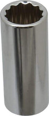 Paramount - 3/8" Drive, Deep Hand Socket - 12 Points, 2-1/2" OAL, Steel, Chrome Finish - USA Tool & Supply