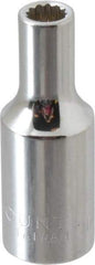 Paramount - 3/8" Drive, Deep Hand Socket - 12 Points, 1-15/16" OAL, Steel, Chrome Finish - USA Tool & Supply