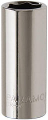 Paramount - 3/8" Drive, Deep Hand Socket - 6 Points, 1-15/16" OAL, Steel, Chrome Finish - USA Tool & Supply