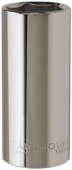 Paramount - 3/8" Drive, Deep Hand Socket - 6 Points, 2-1/2" OAL, Steel, Chrome Finish - USA Tool & Supply