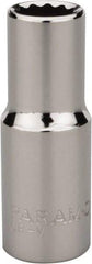 Paramount - 3/8", 3/8" Drive, Deep Hand Socket - 12 Points, 1-15/16" OAL, Steel, Chrome Finish - USA Tool & Supply