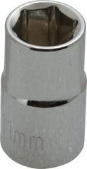 Paramount - 3/8" Drive, Standard Hand Socket - 6 Points, 1-3/16" OAL, Steel, Chrome Finish - USA Tool & Supply