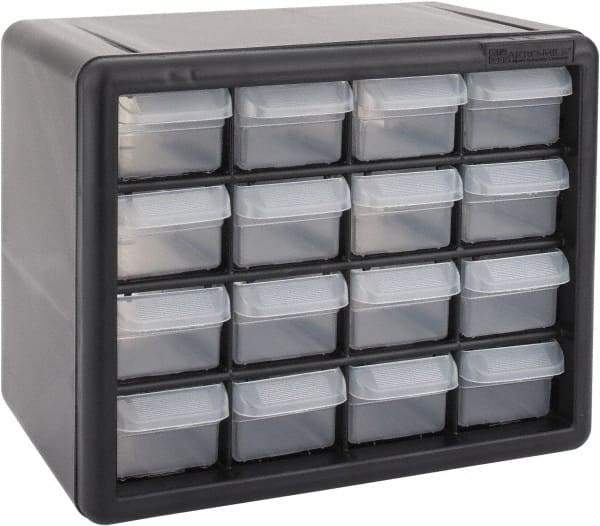 Akro-Mils - 16 Drawer, Small Parts Cabinet - 6-3/8" Deep x 10-9/16" Wide x 8-1/2" High - USA Tool & Supply
