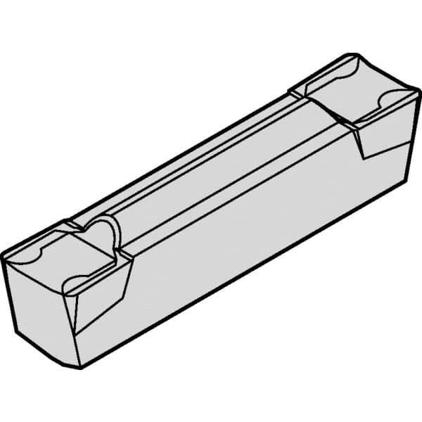 Kennametal - A4C0255 CF KCU25 Grade, 0.0984" Cutting Width, Carbide Cutoff Insert - 0° Neutral Lead Angle, 0.008" Cnr Rad, AlTiN Coated, Double End - USA Tool & Supply
