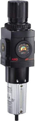 ARO/Ingersoll-Rand - 1" NPT Port Heavy Duty 1 Piece Filter/Regulator FRL Unit - Metal Bowl, 250 SCFM, 250 Max psi, 13.642" High x 4.091" Long, Manual Drain - USA Tool & Supply