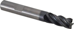 Kennametal - 4 Flute Solid Carbide Roughing & Finishing Corner Chamfer End Mill - AlTiN Finish, Weldon Shank, 38° Helix, Centercutting - USA Tool & Supply