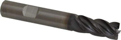 Kennametal - 4 Flute Solid Carbide Roughing & Finishing Corner Chamfer End Mill - AlTiN Finish, Weldon Shank, 38° Helix, Centercutting - USA Tool & Supply