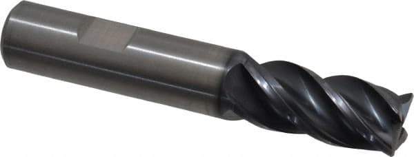 Kennametal - 4 Flute Solid Carbide Roughing & Finishing Corner Chamfer End Mill - AlTiN Finish, Weldon Shank, 38° Helix, Centercutting - USA Tool & Supply