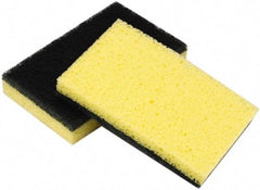 Ability One - 4-5/8" Long x 3" Wide x 3/4" Thick Sponge - Medium-Duty, Yellow/Green - USA Tool & Supply