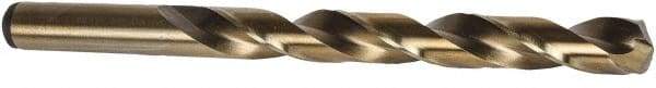Precision Twist Drill - 12.5mm 135° Cobalt Jobber Drill - Oxide/Gold Finish, Right Hand Cut, Spiral Flute, Straight Shank, 5-15/16" OAL, Split Point - USA Tool & Supply
