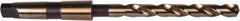 Precision Twist Drill - 1-9/32", 4MT 135° Point Cobalt Taper Shank Drill Bit - Oxide/Gold Finish, 8-1/2" Flute Length, 14-1/8" OAL, Spiral Flute, Series 209CO - USA Tool & Supply