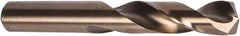 Precision Twist Drill - 45/64" 135° Spiral Flute Cobalt Screw Machine Drill Bit - Oxide/Gold Finish, Right Hand Cut, 3" Flute Length, 4-3/4" OAL, Split Point, Straight Shank - USA Tool & Supply