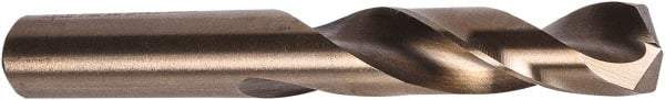 Precision Twist Drill - #10 135° Spiral Flute Cobalt Screw Machine Drill Bit - Oxide/Gold Finish, Right Hand Cut, 1-3/16" Flute Length, 2-1/4" OAL, Split Point, Straight Shank - USA Tool & Supply
