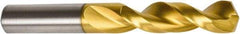 Precision Twist Drill - 11/32" 135° Parabolic Flute High Speed Steel Screw Machine Drill Bit - TiN Finish, Right Hand Cut, 1-11/16" Flute Length, 3" OAL, Split Point, Straight Shank - USA Tool & Supply